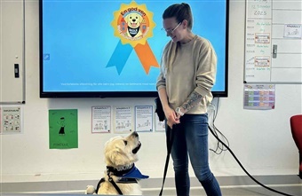 N&aring;r skolehunden kommer p&aring; bes&oslash;g: En formiddag fyldt med mod, l&aelig;ring og nus