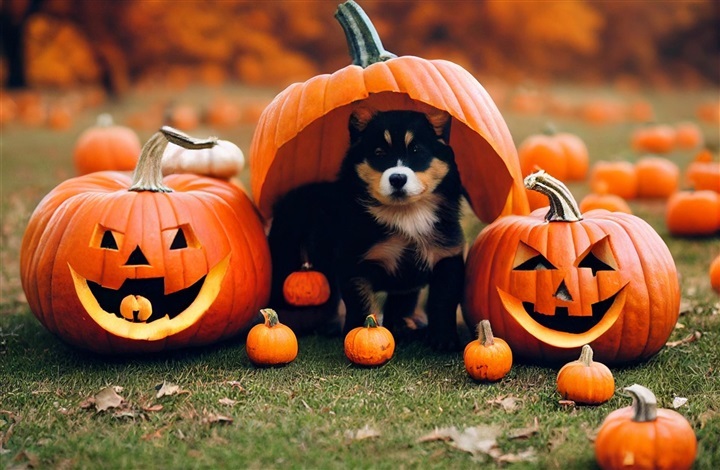Brug Halloween-gr&aelig;skarret til hunden
